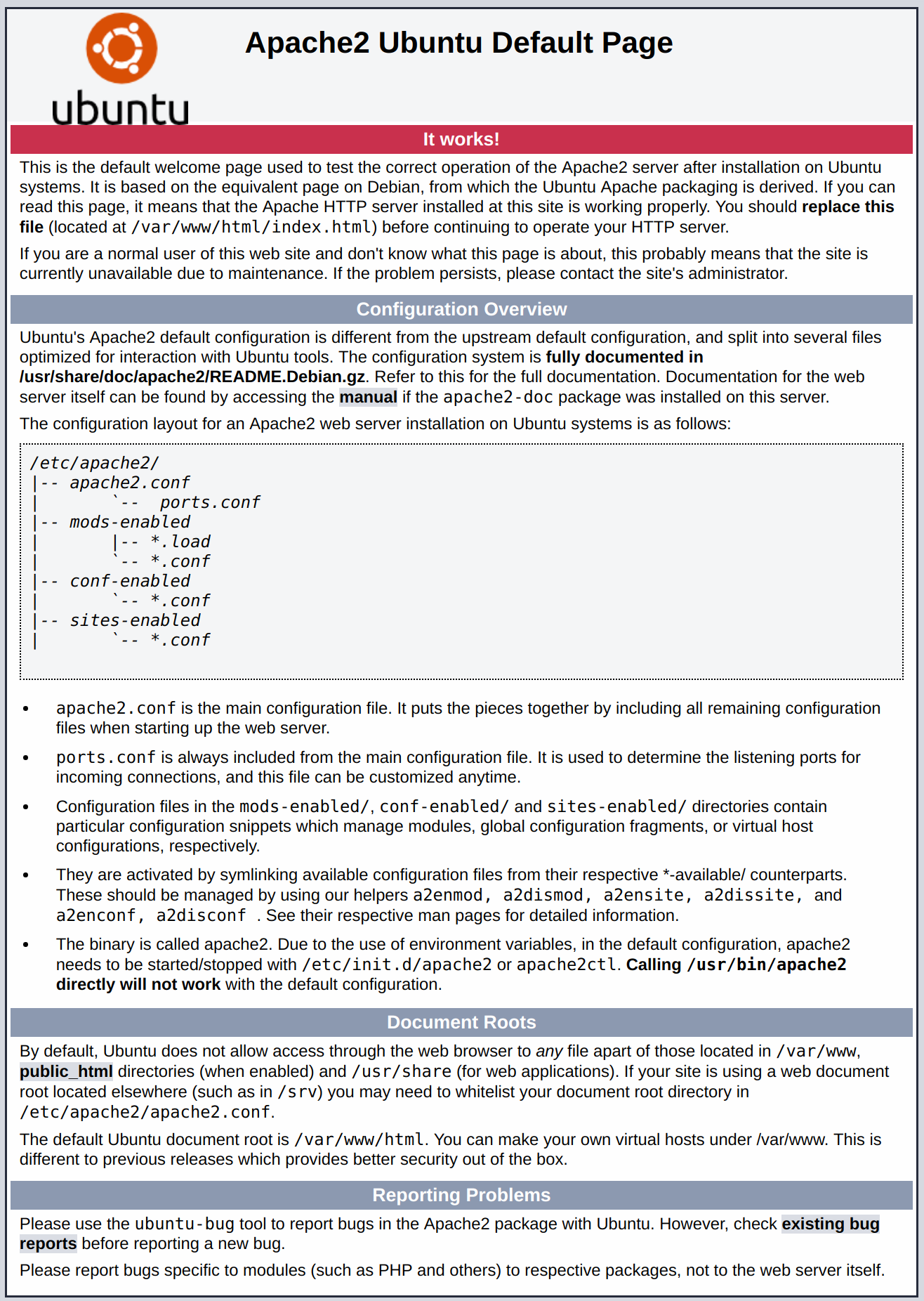 Página predeterminada de Apache para Ubuntu 20.04