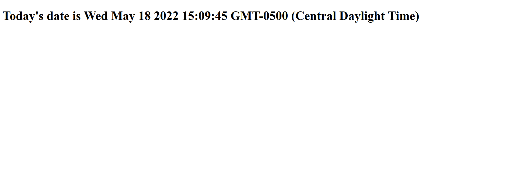 The code written in the console outputs the date to the web browser revealing it in the browser