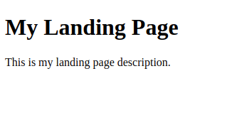 Screenshot showing custom landing page