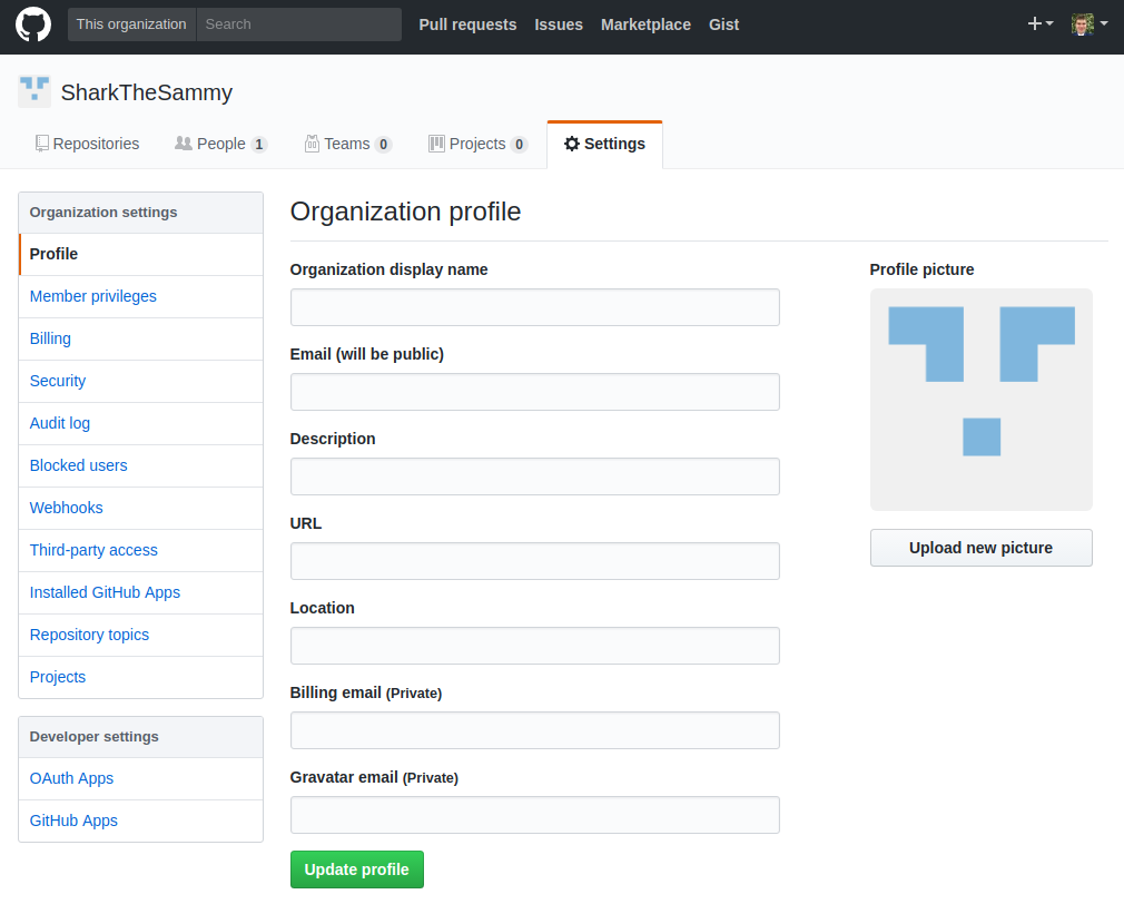 GitHub Organization Settings