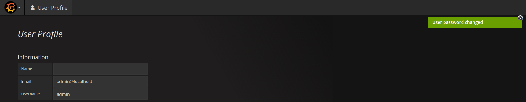 Grafana change password successful