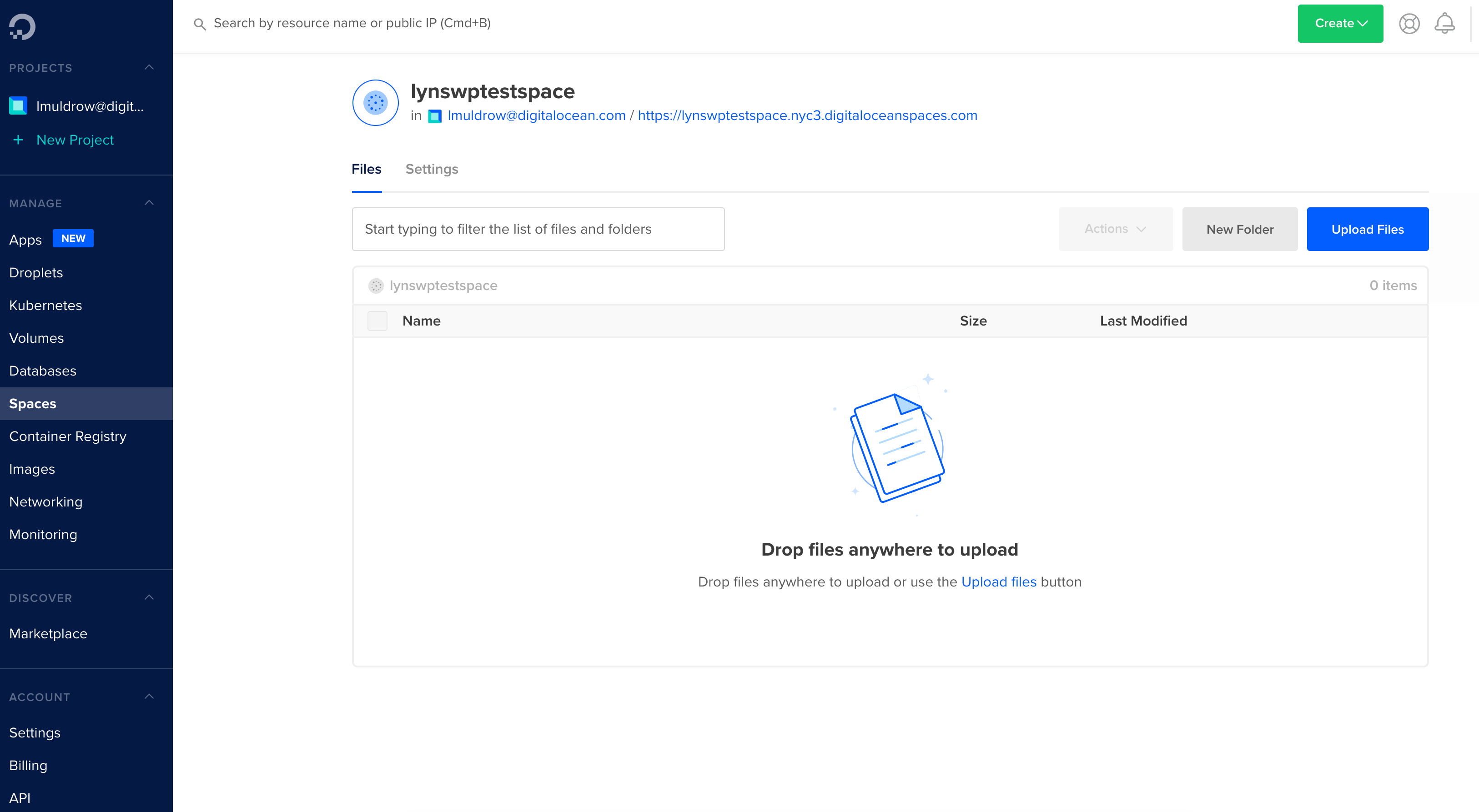 DigitalOcean Spaces Dashboard