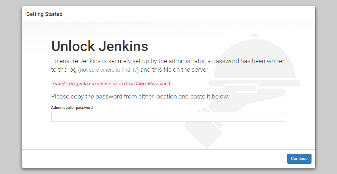 Pantalla “Unlock Jenkins”