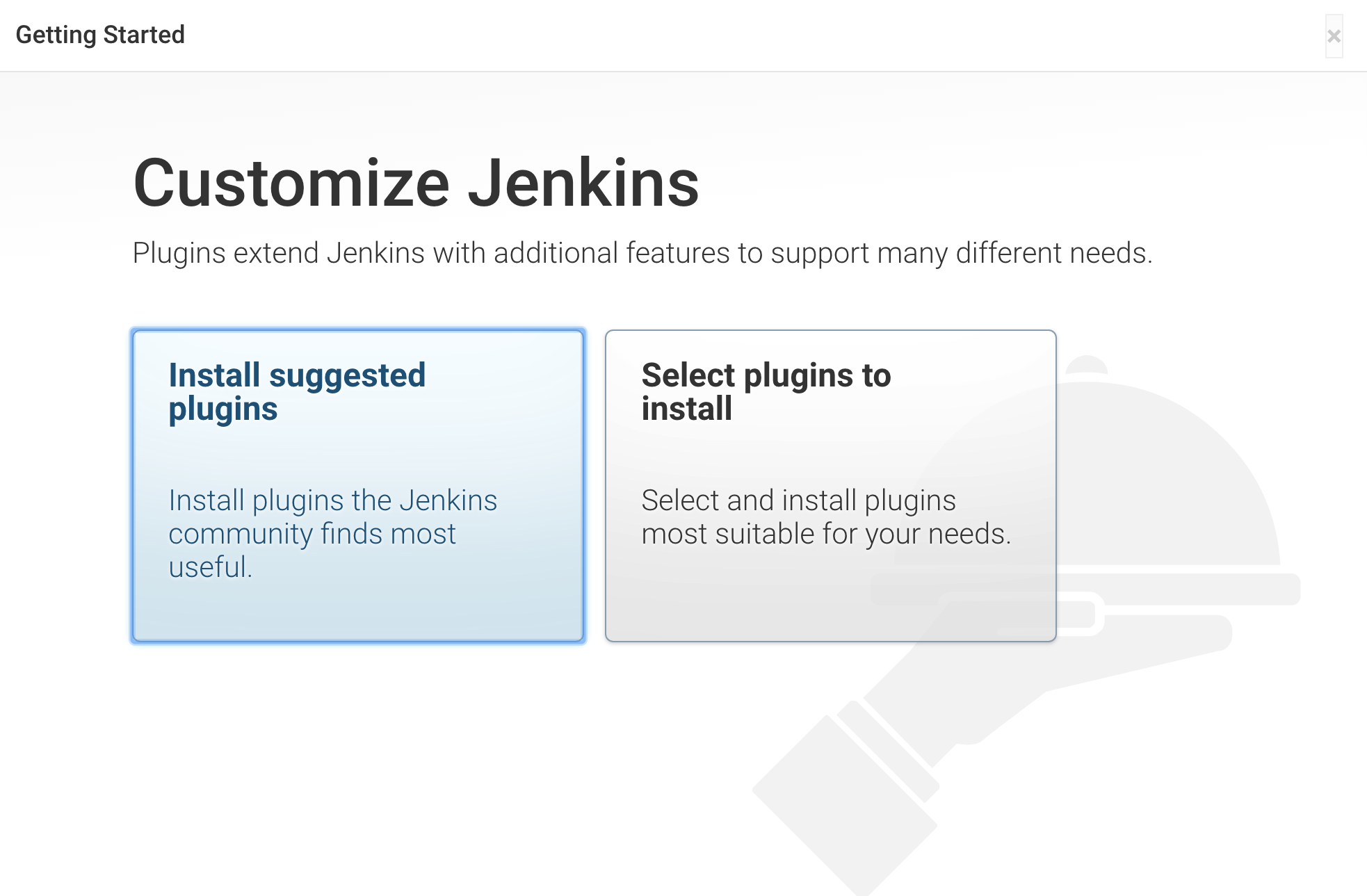 Bildschirm „Customize Jenkins“ (Jenkins anpassen)