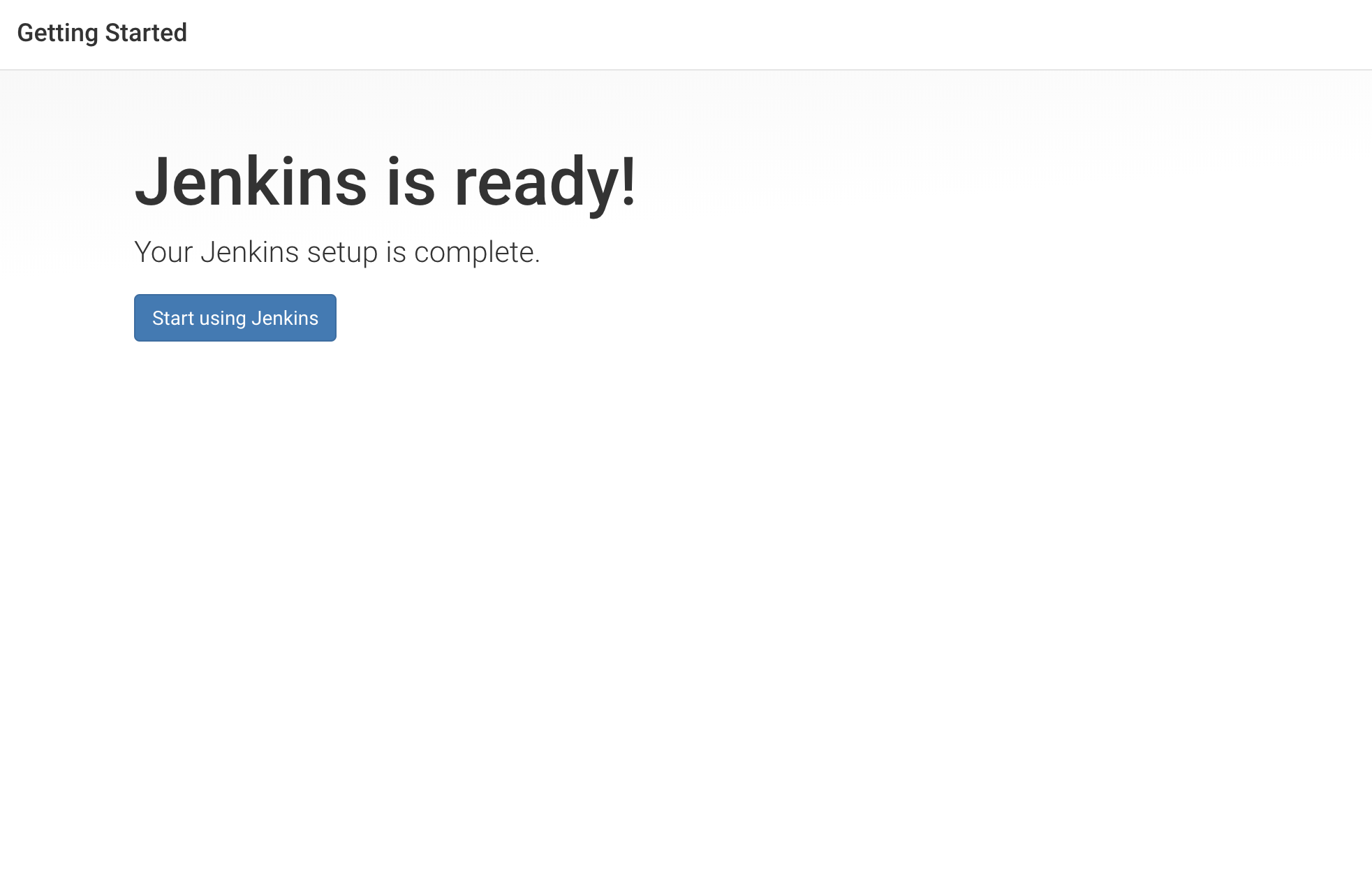 Bildschirm „Jenkins is ready“ (Jenkins ist bereit)