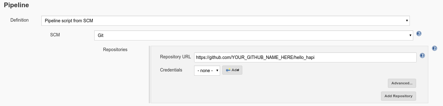 Jenkins GitHub add pipeline repository