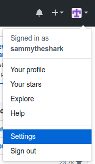 GitHub settings item