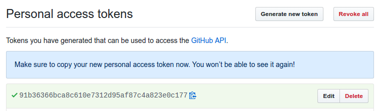 GitHub view new token