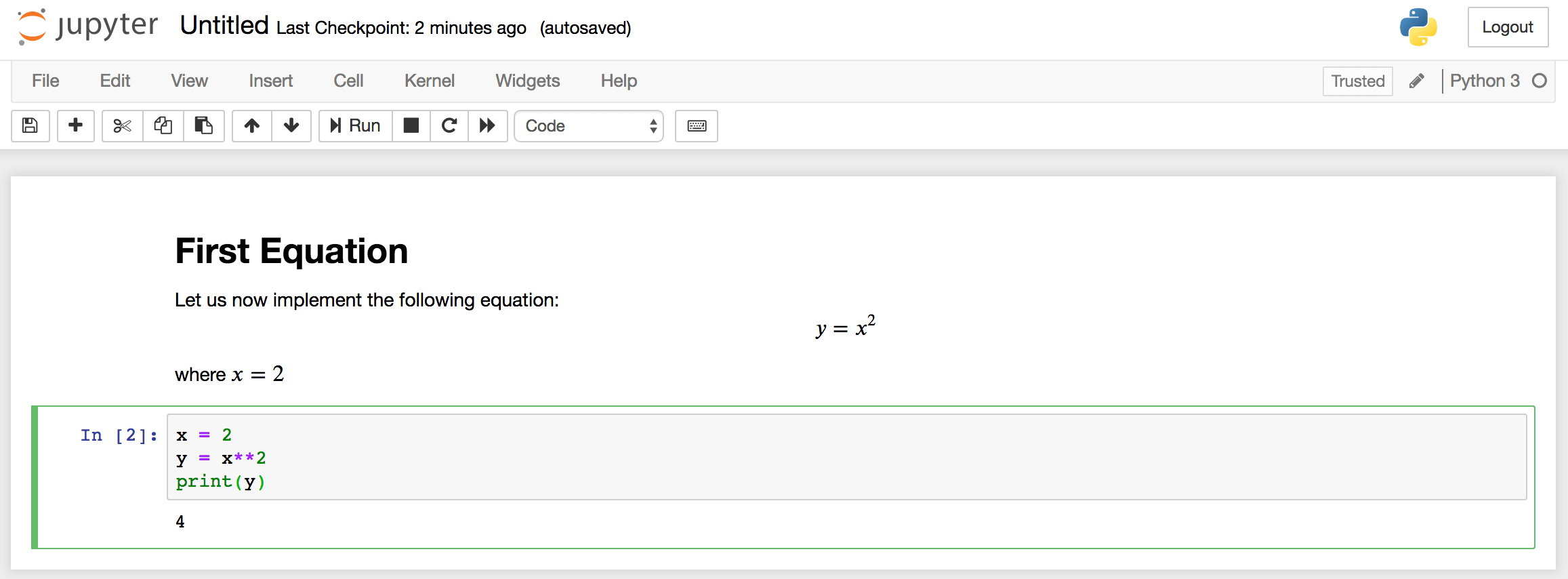 first equation results