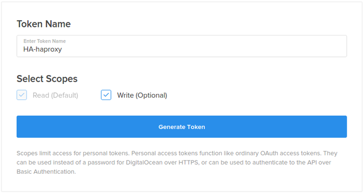 DigitalOcean make new token