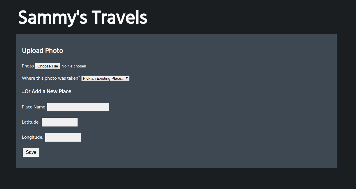 Travellist  Photo Upload Form