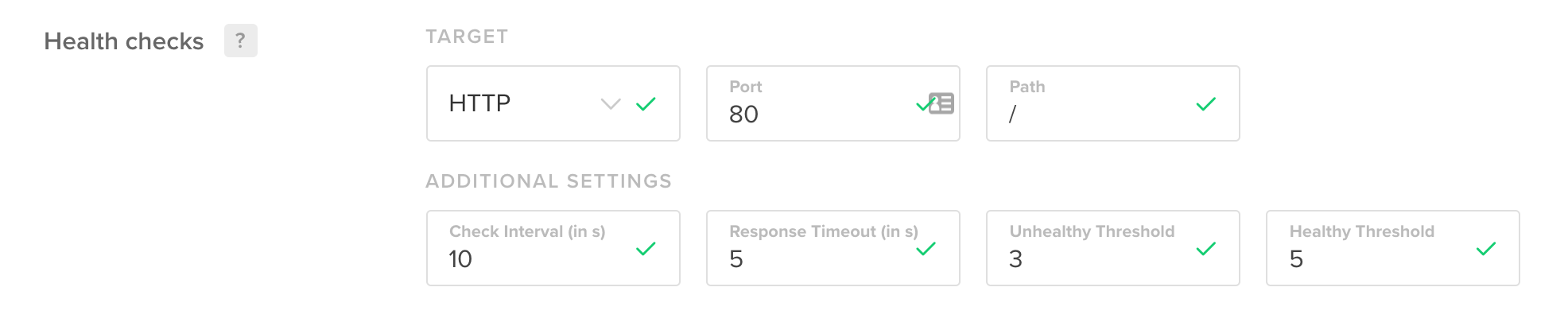 Load Balancer health checks interface