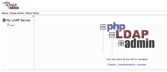 PHPldapadmin inital screen
