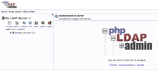 PHPldapadmin logged in