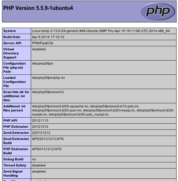 php info