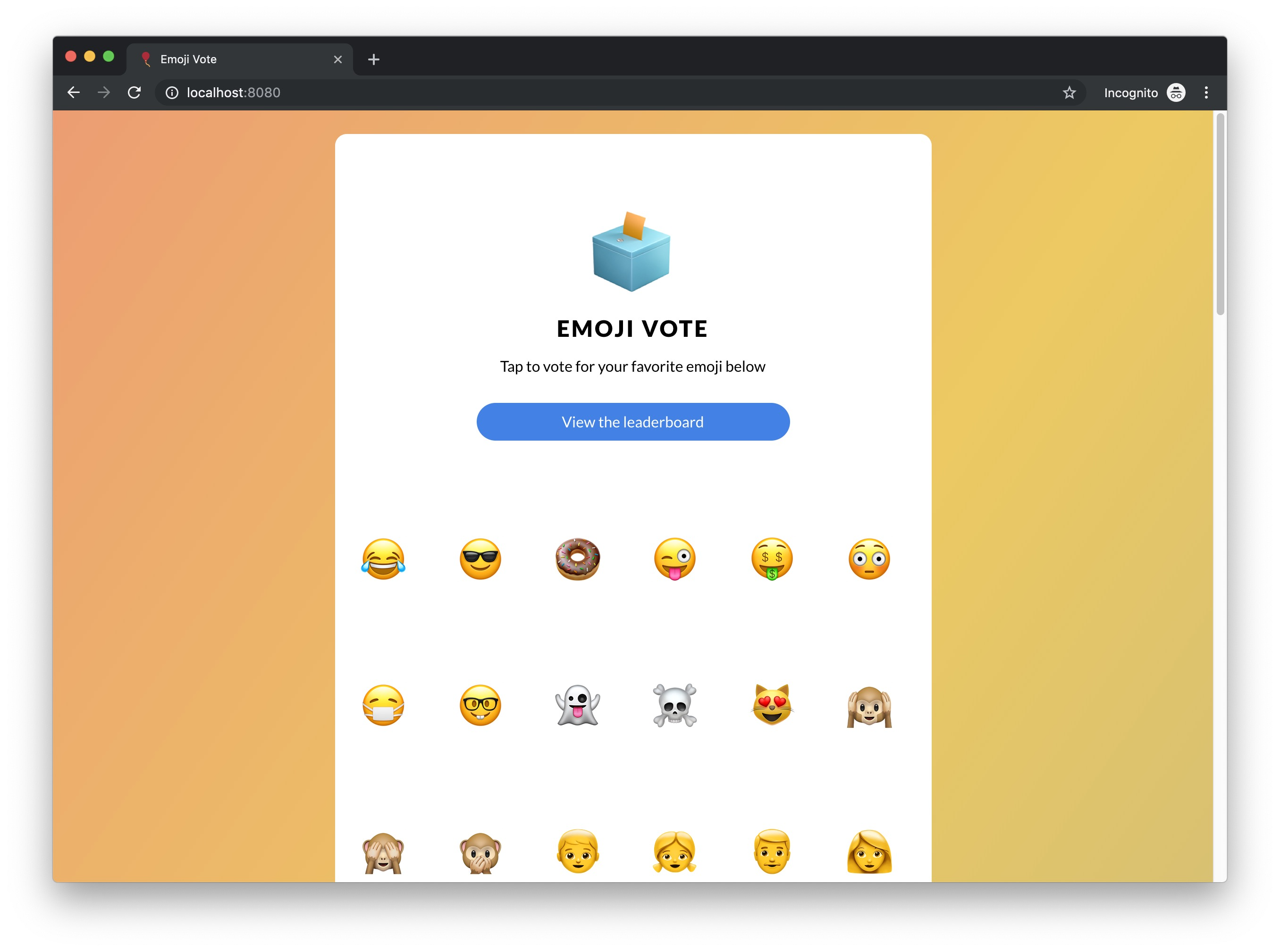 Exemple d'application Emojivoto 