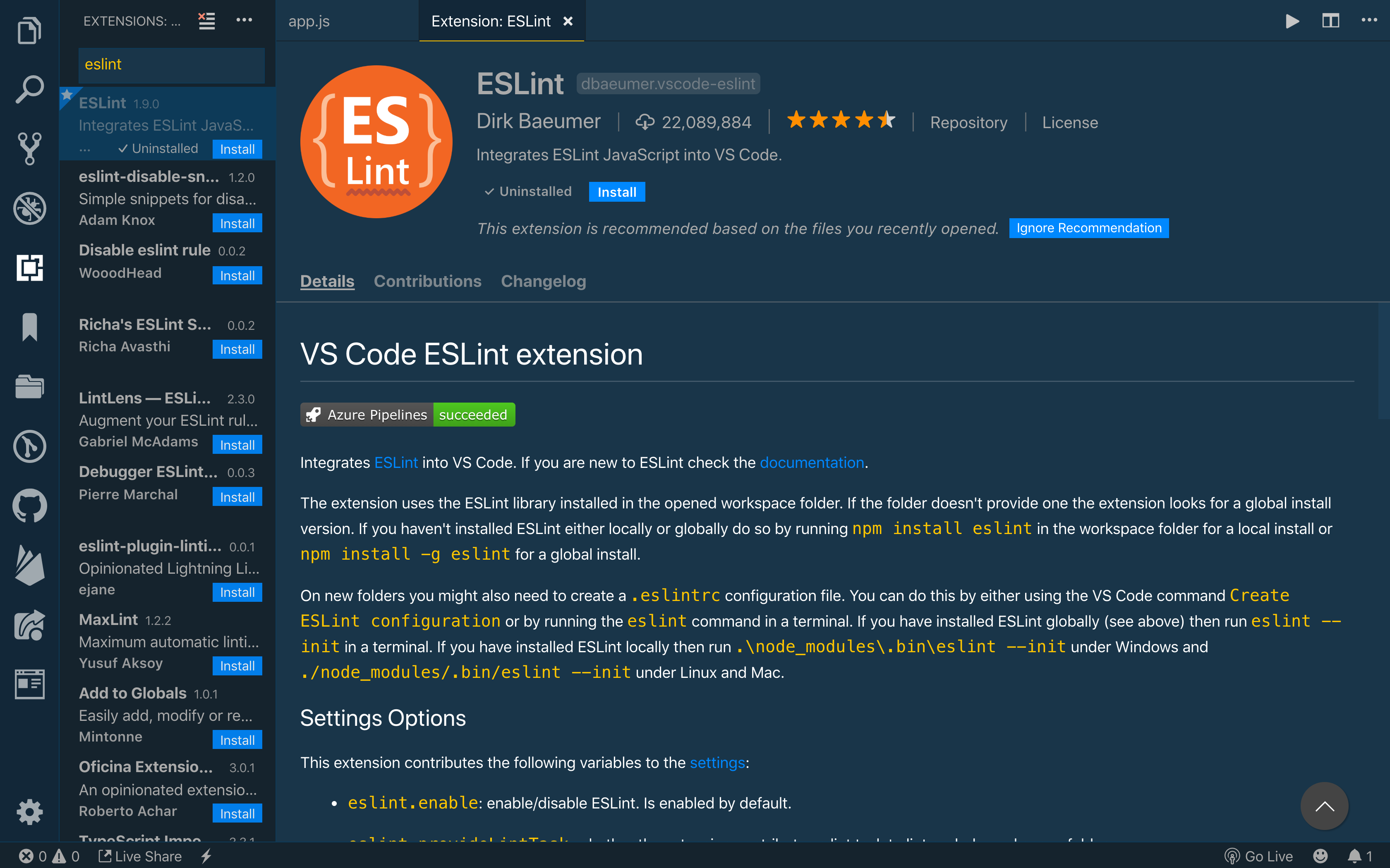 extension visual studio code javascript