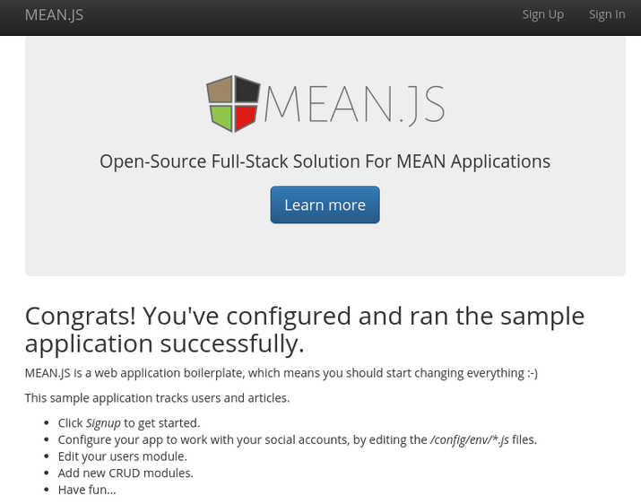 MEAN.JS sample application