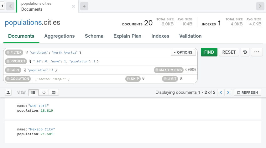 mongodb compass sort descending