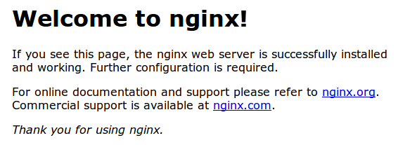 Nginx default page