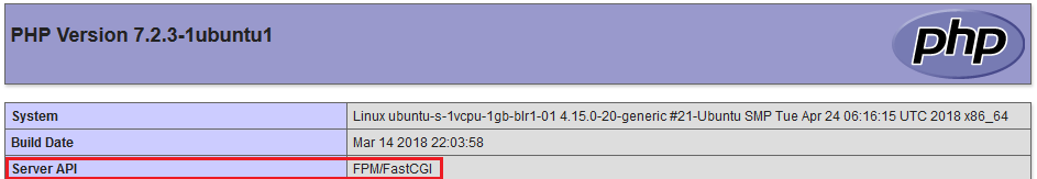 phpinfo Servidor API