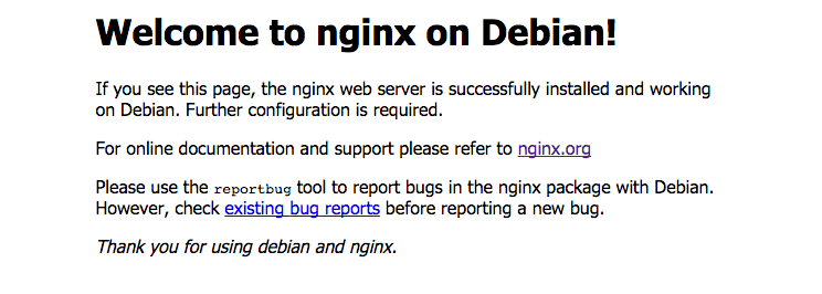 Nginx Default Page on Debian 8