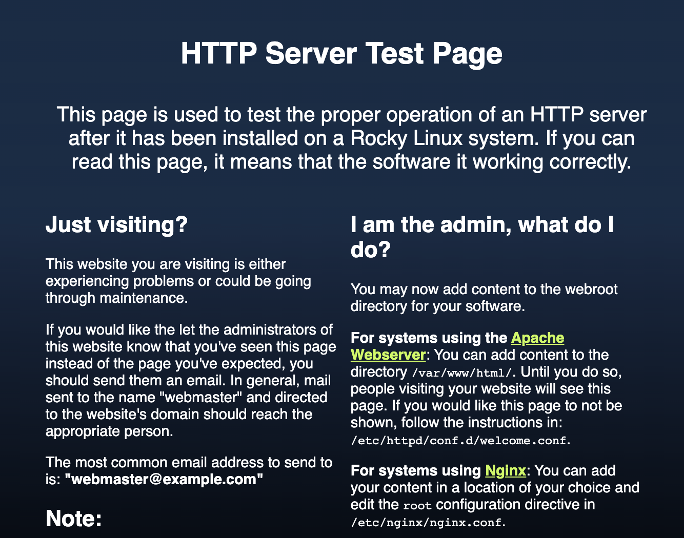 Nginx default page