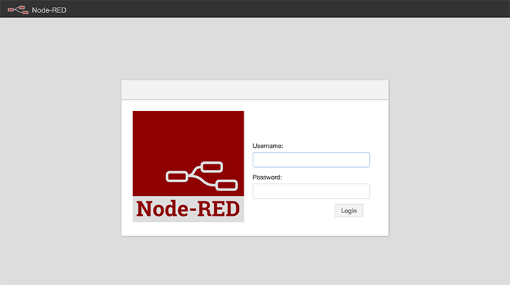 Node-RED's login screen