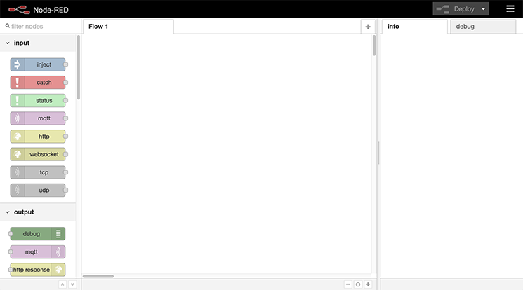 Node-RED's main editing interface