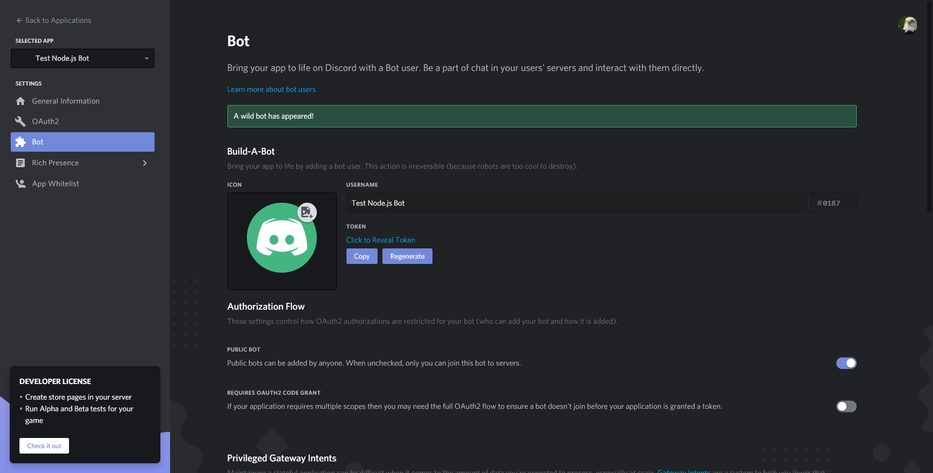 Creating a Discord bot and getting the Token