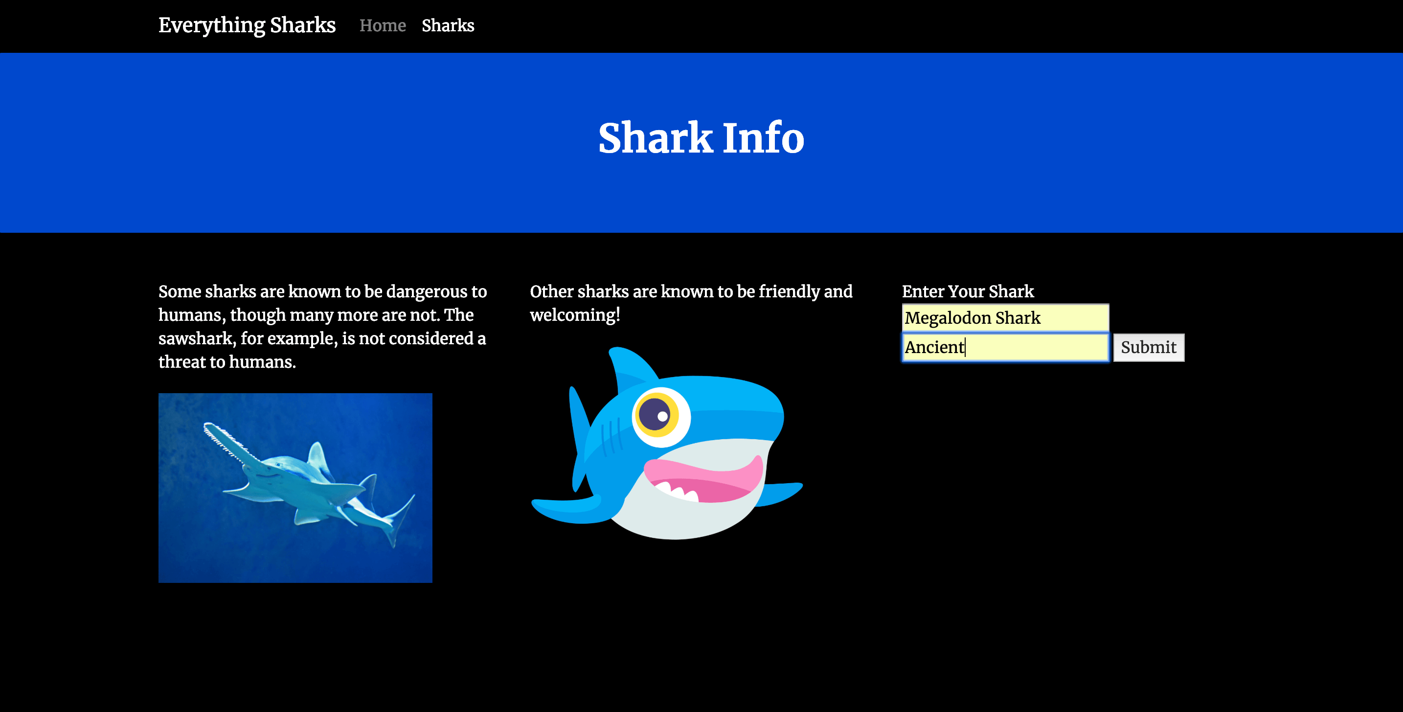 Formulario de tiburones completado