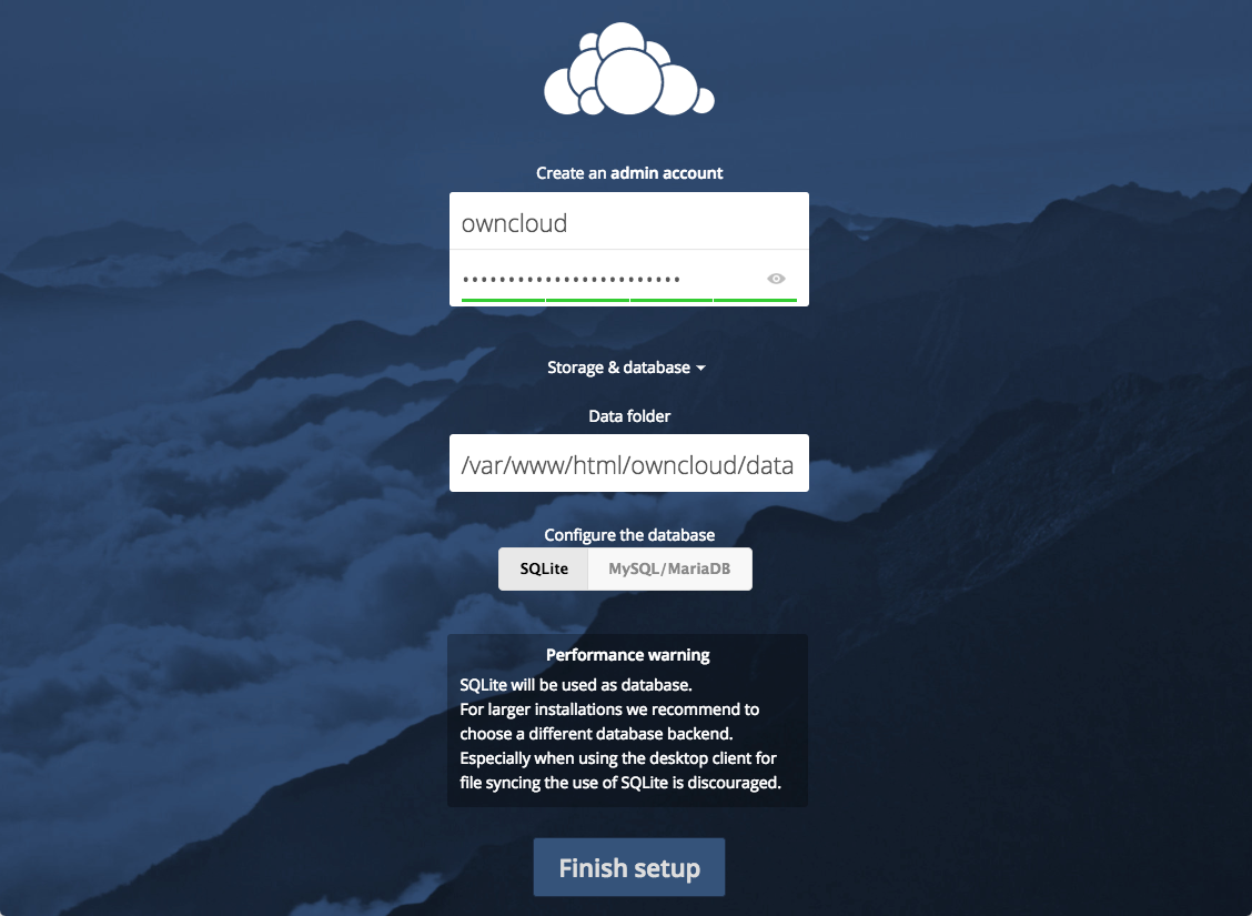 ownCloud Database Configure