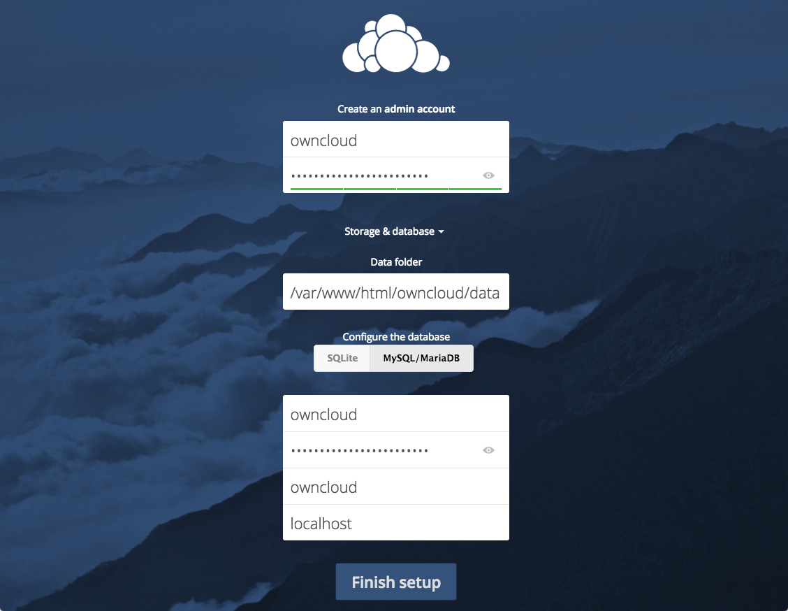 ownCloud Database Example