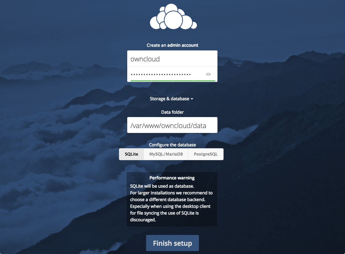 ownCloud Database Configure