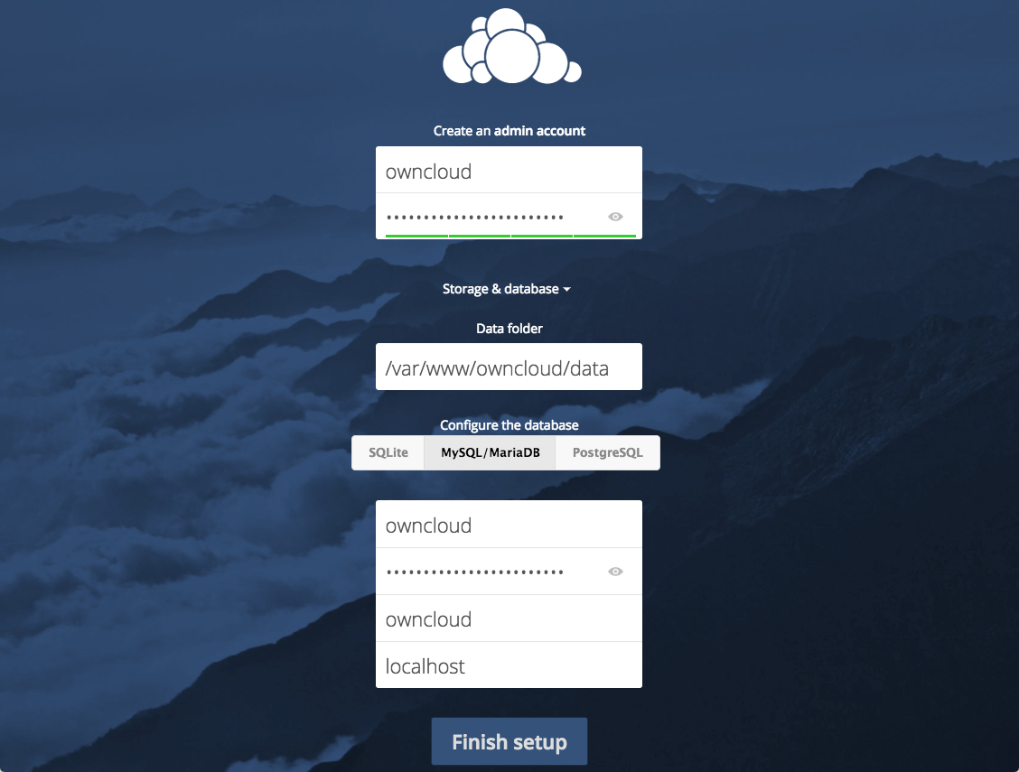 ownCloud Database Example