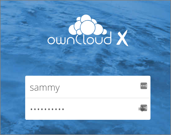 Pantalla de inicio de sesión de ownCloud