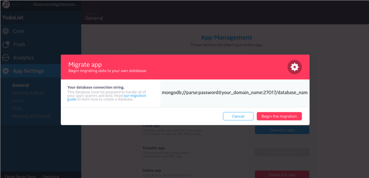 Parse App: Migration Dialog