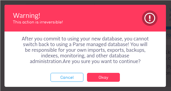 Parse Migration Finalization Dialog