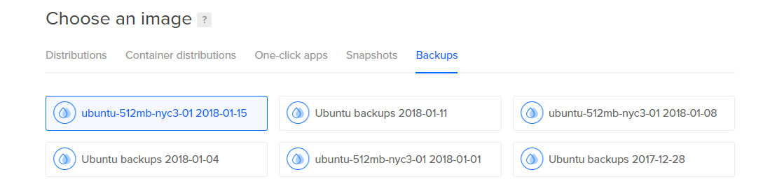Screenshot with new Snapshots and Backup tabs