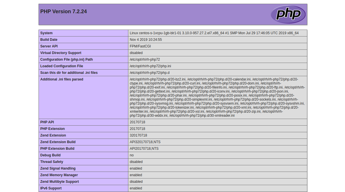 PHP 7.2 Infoseite