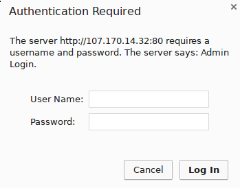 phpMyAdmin login screen