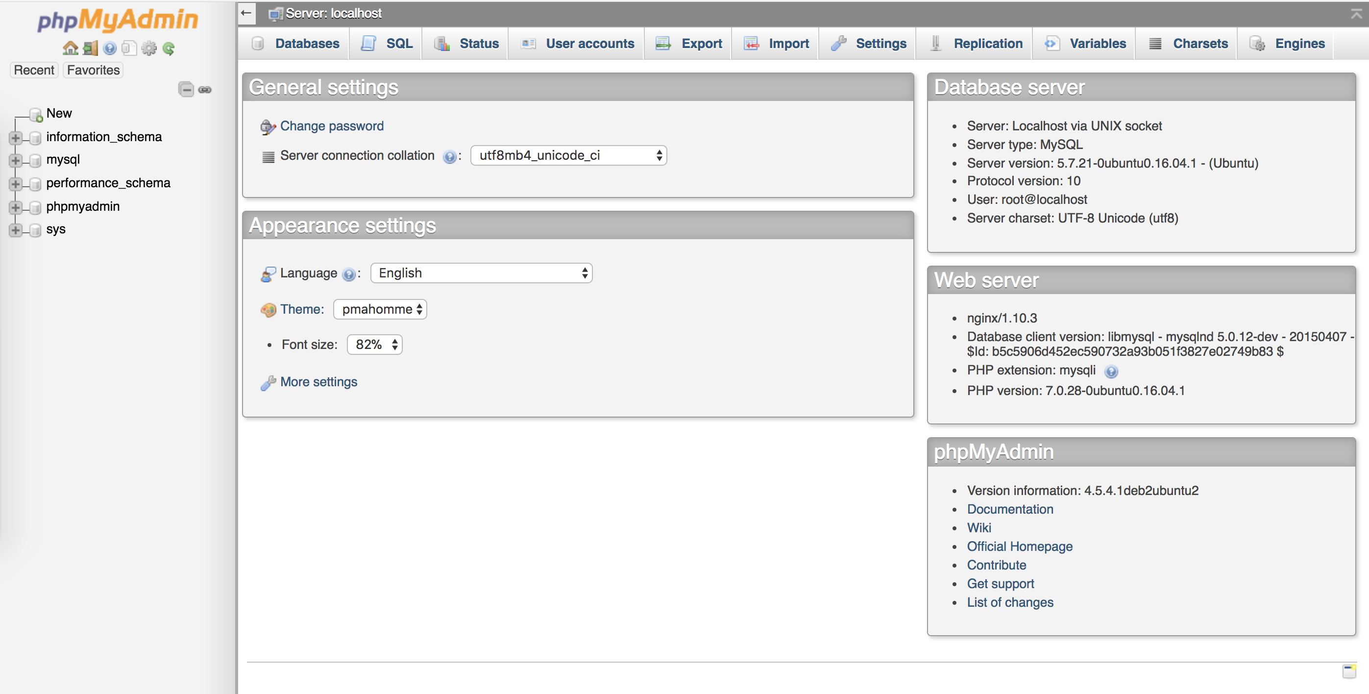 phpmyadmin root password lamp