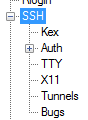 PuTTY SSH menu