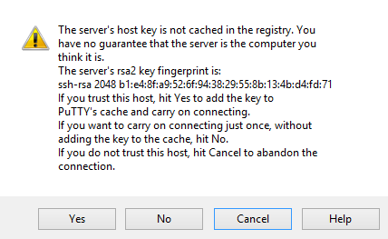 PuTTY verify host