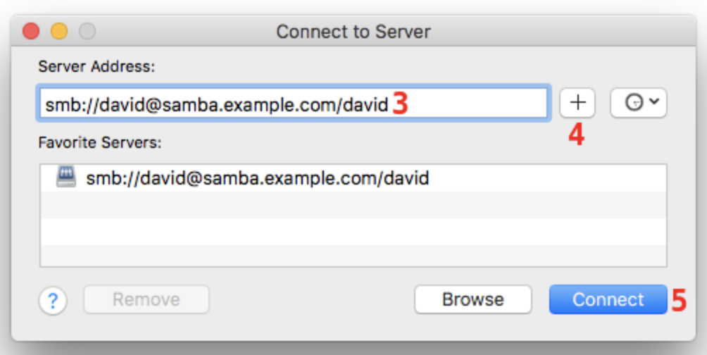 Image showing samba share connection details