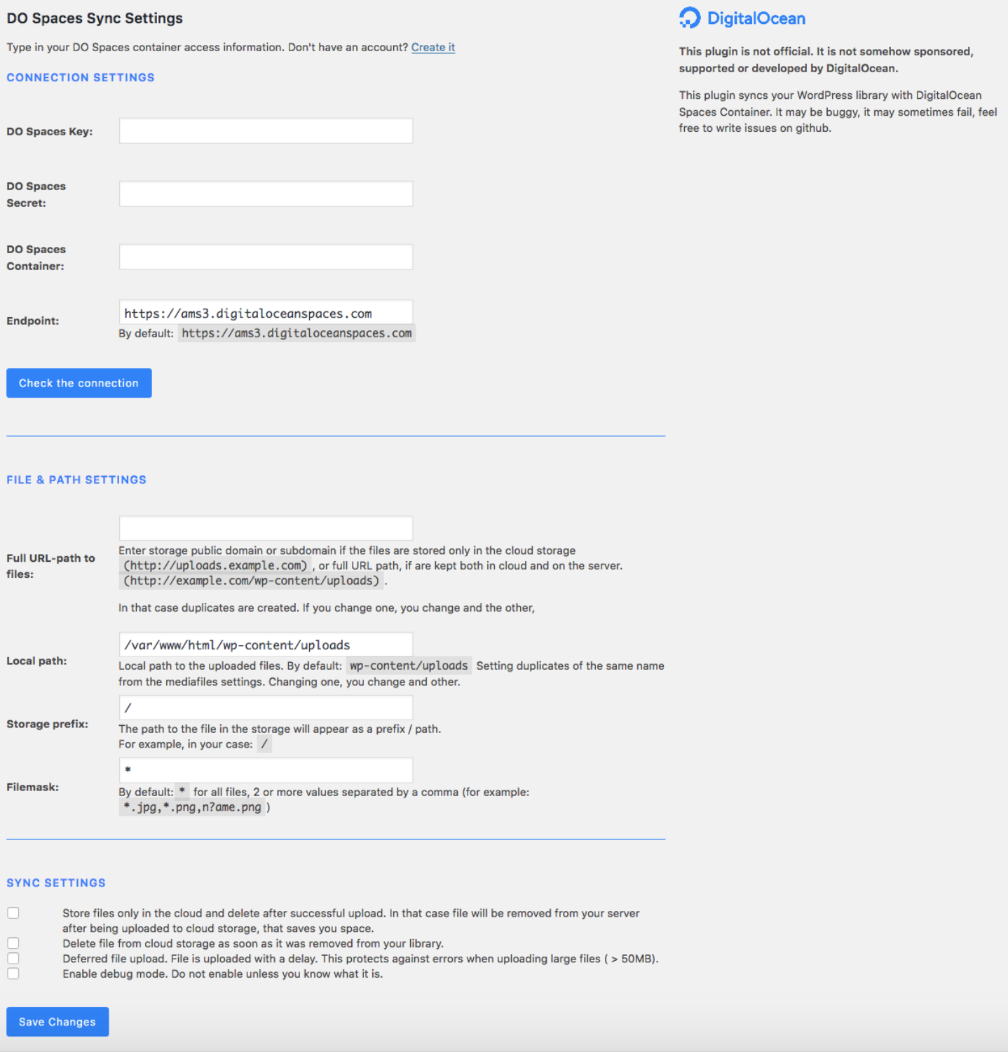 DO Spaces Sync Configuration