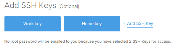 SSH key selection