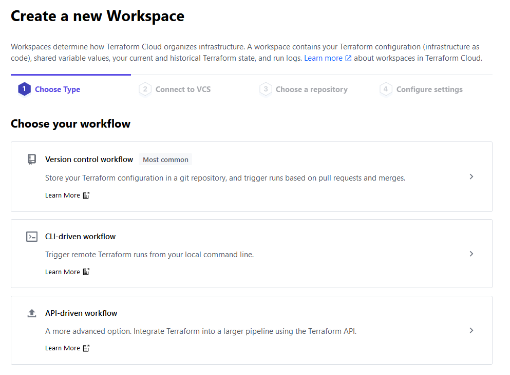 Terraform Cloud - Choosing a workspace type