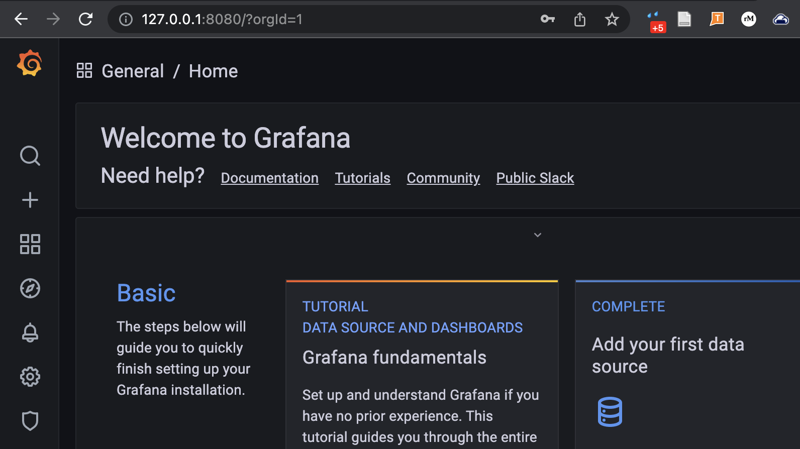 Grafana welcome