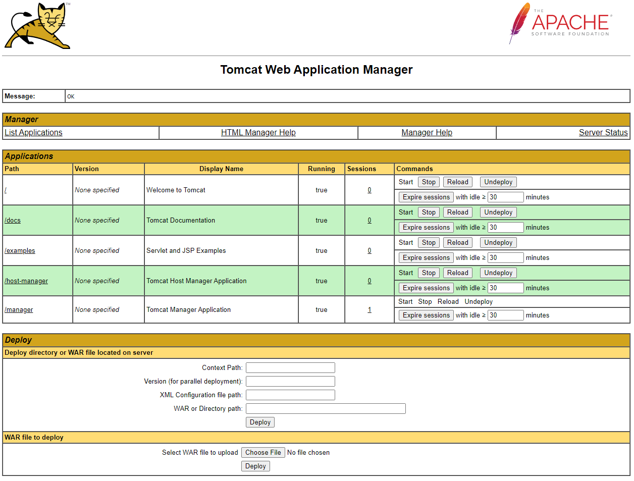 Tomcat - Web Application Manager